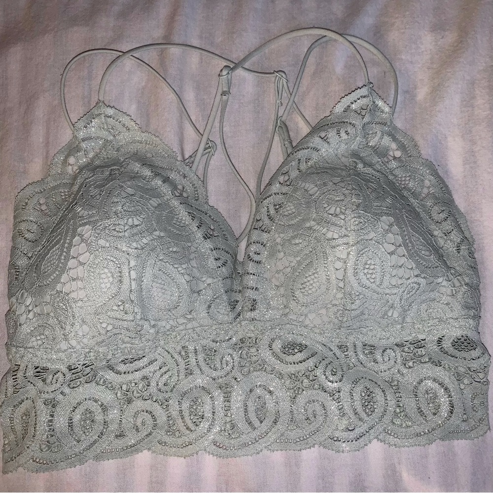 Victorias Secret PINK Lined & Smocked W/Crochet Lace Long Line Bralette NEW MED - Picture 5 of 7